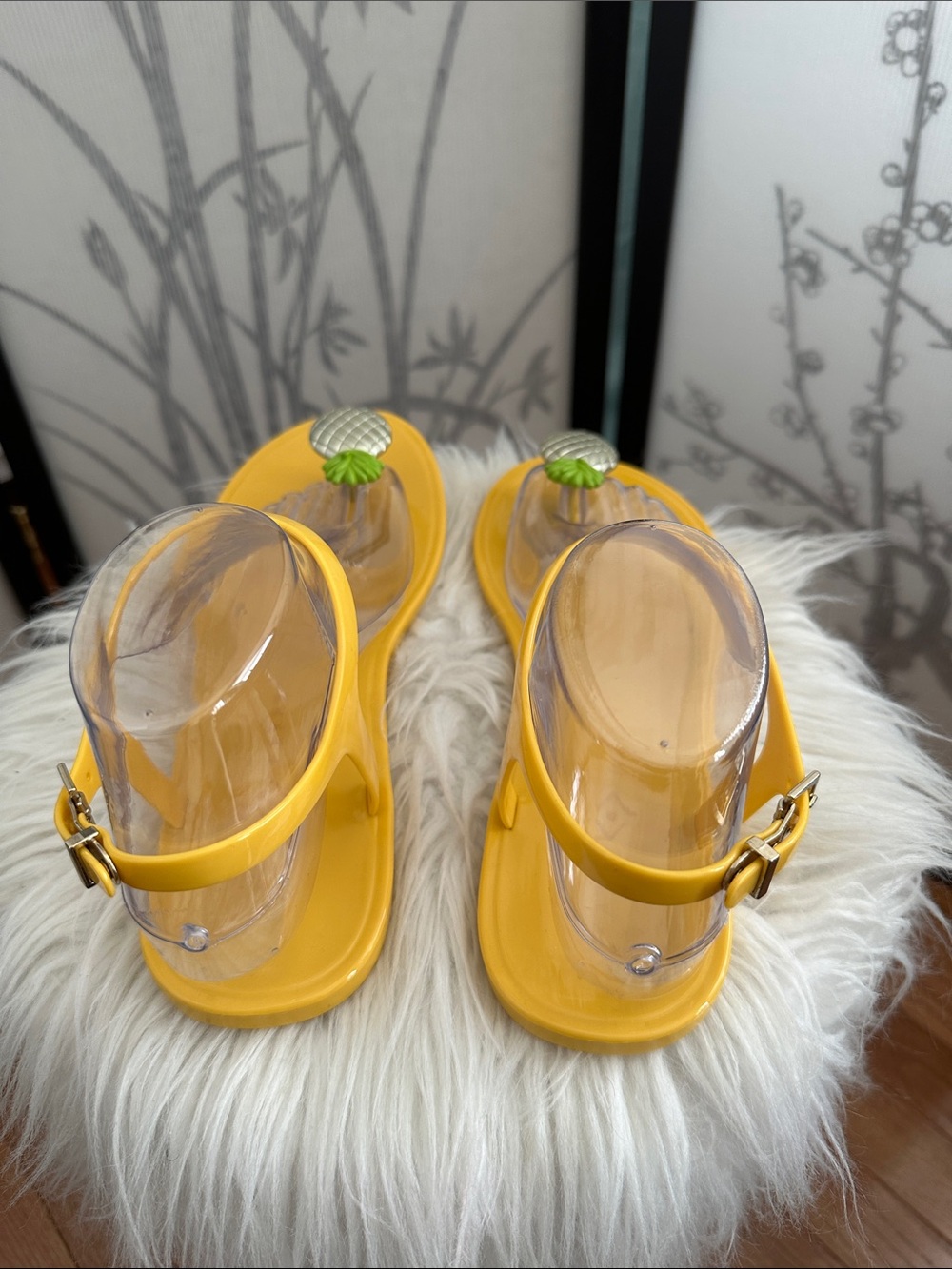 Katy Perry Collections Yellow Jelly Sandals with Pineapple Charm - Picture 3 of 7